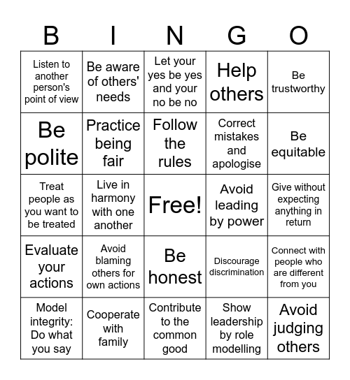 STEPS TO JUSTICE Bingo Card