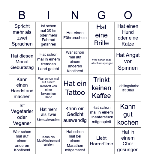 Menschen-Bingo Card