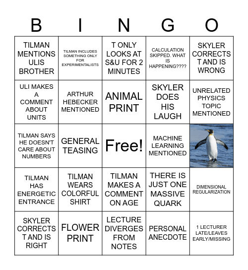 PARTICLE PHYSICS II Bingo Card