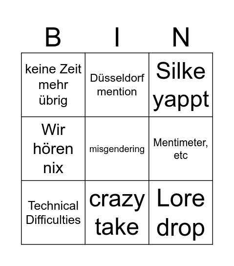 Dragggggg Bing Bingo Card