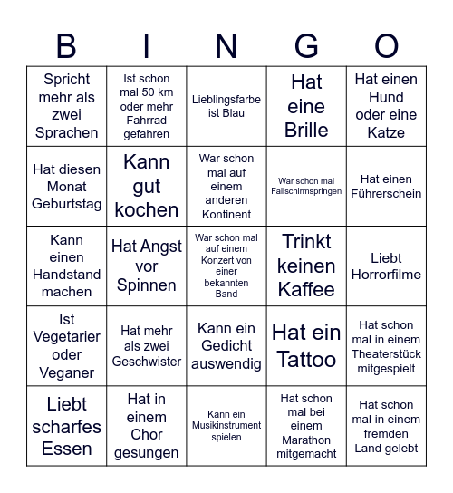 Menschen-Bingo Card