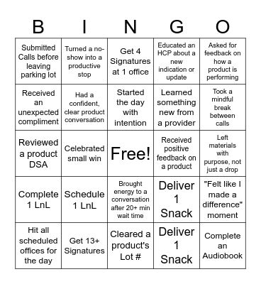 Work Bingo Card