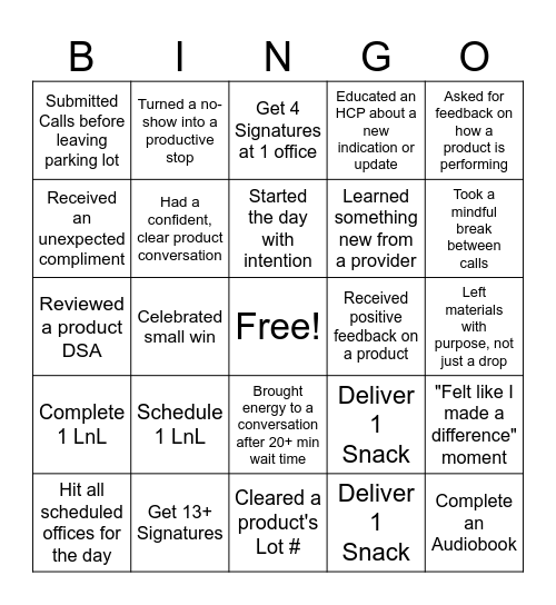 Work Bingo Card