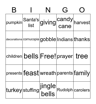Holiday Bingo Card