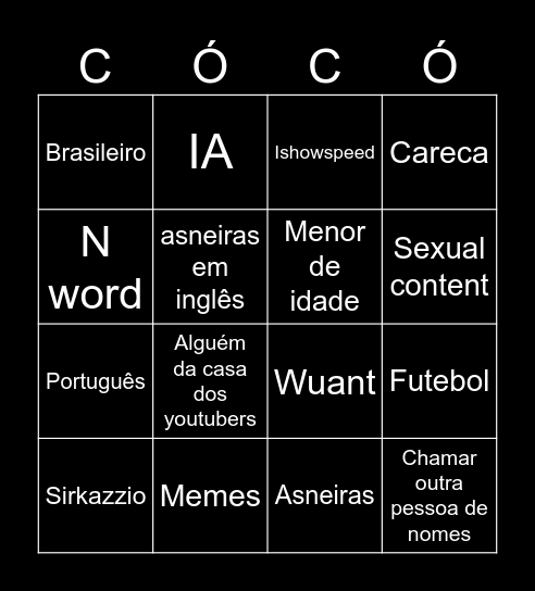 Tiktok bingo Card