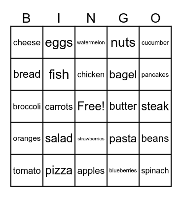 FOOD Bingo Card