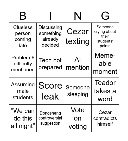 Jury Meeting 1434 Bingo Card