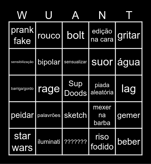 YOUWUANT BINGO Card