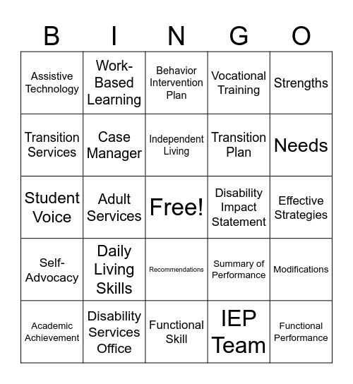SOP BINGO Card