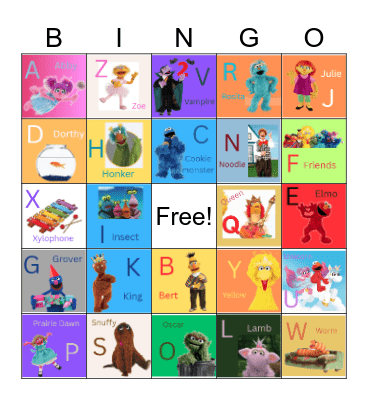 Sesame Street Bingo Card