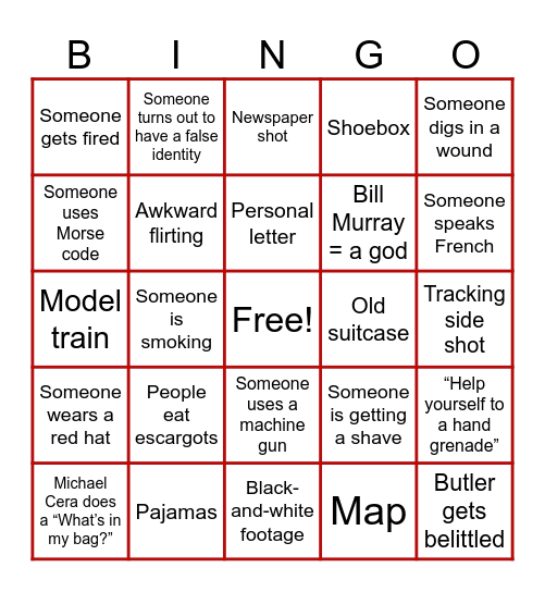 WES ANDERSON BREEK DE WEEK Bingo Card