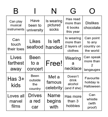Find someone who Bingo Card
