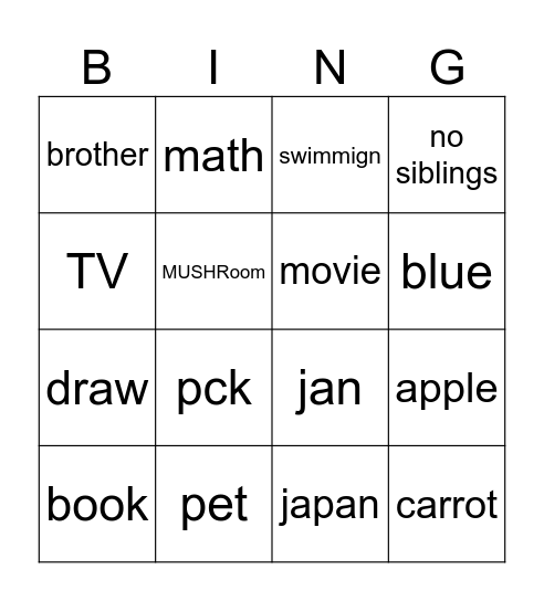 Untitled Bingo Card