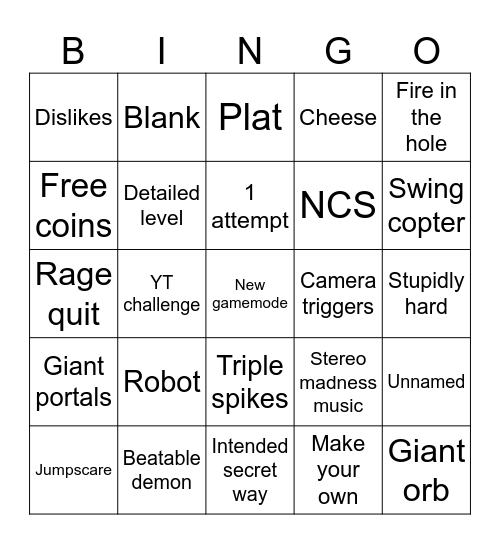 Hard recent tab bingo Card