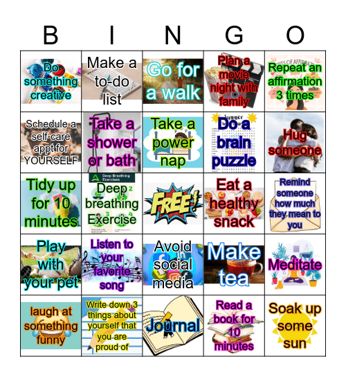 SELF-CARE AT WORK Bingo Card