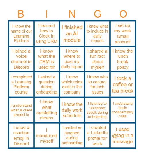 Remote Helpers Bingo Card