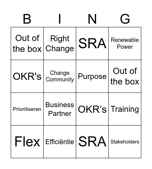 Bingo ACT Bingo Card