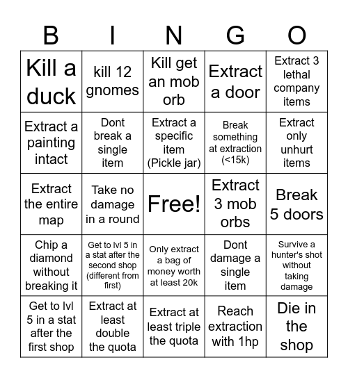 REPO Bingo Card