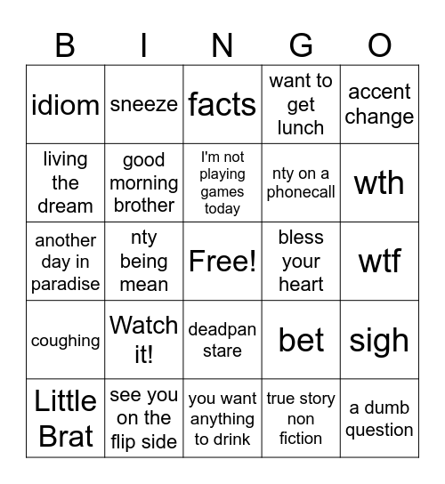 everyone Bingo Card