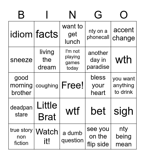 everyone Bingo Card
