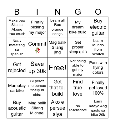 My guess Bingo Card