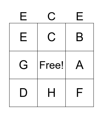 ECE Open House Bingo Card