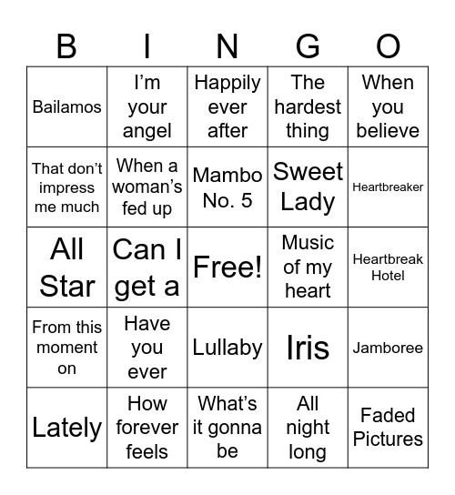 Class of 99 Bingo Card