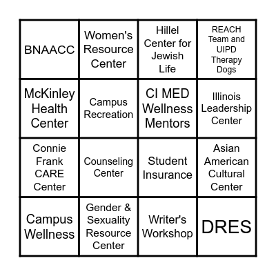 Resource Fair Passport Bingo Card