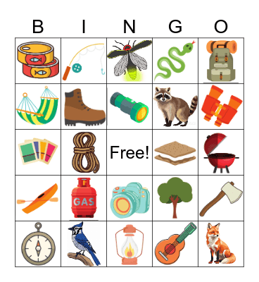 Camping Bingo Card