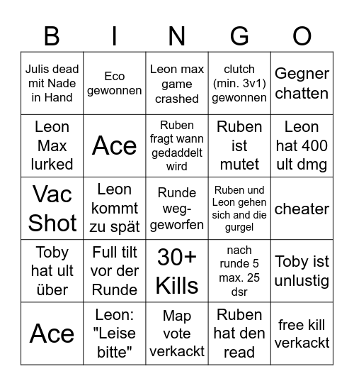 Klapperschlange Gaming 2.0 Bingo Card