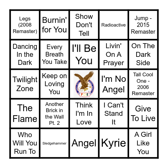 80'S ROCK Bingo Card