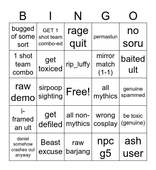 WE ARE SO BARAACCKK Bingo Card
