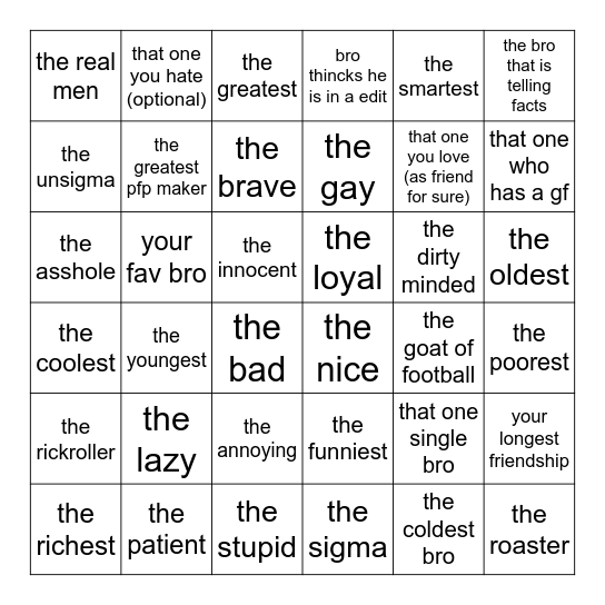 BINGO TO DO WHIT ASSHOLES Bingo Card