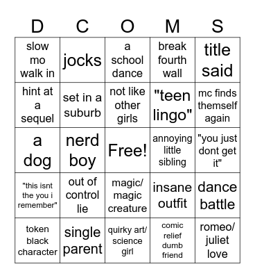 DCOM bingo! Bingo Card