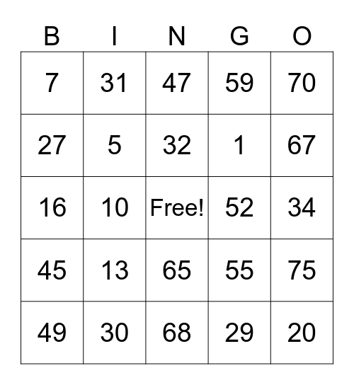 Sherylou Manuel Bingo Card