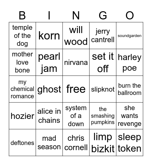 how similar is our music taste [ZACK EDITION] Bingo Card