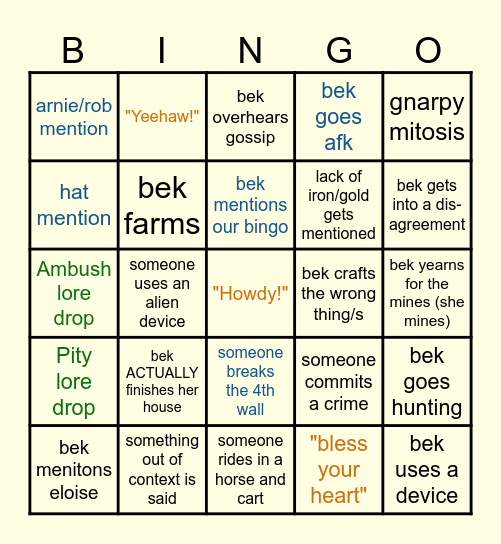 Cowboys SMP (bek pov) Bingo Card