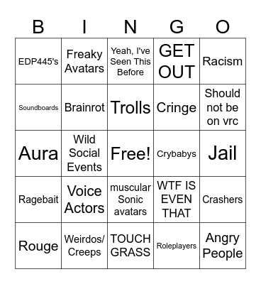 Sonic VRC Bingo Card