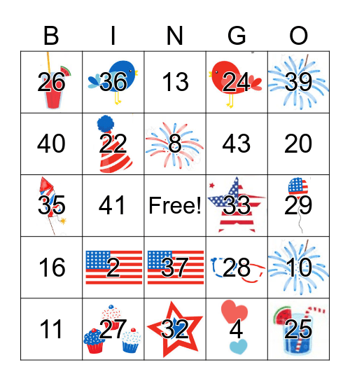 Number Bingo 1-44 Bingo Card