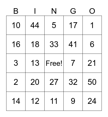 Addition and Subtraction Facts Bingo Card