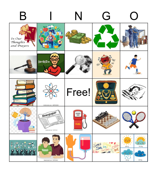 Noncount nouns 2--images only Bingo Card