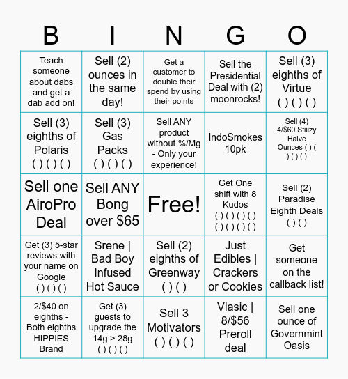 Sales Battle Bingo Card