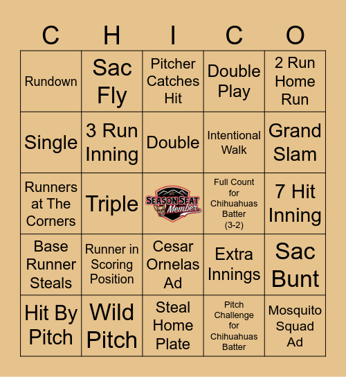 Season Seat Member Bingo Card