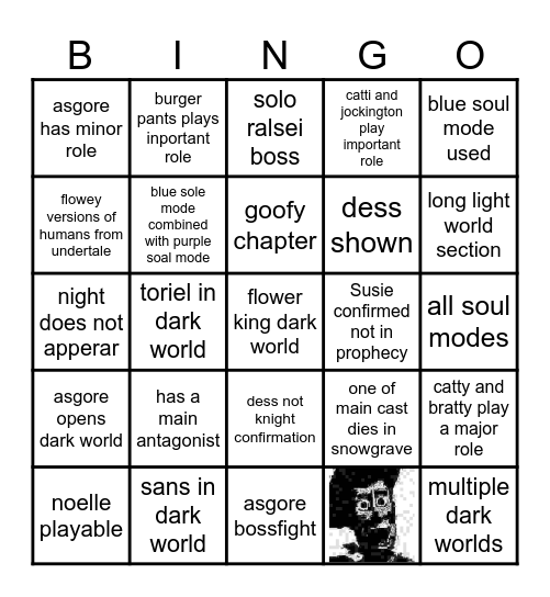 deltarune chapter 5 bingo Card