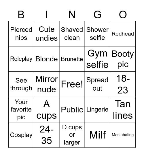 Nudes Bingo Card