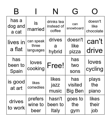 Find Someone Who... Bingo Card