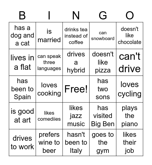 Find Someone Who... Bingo Card