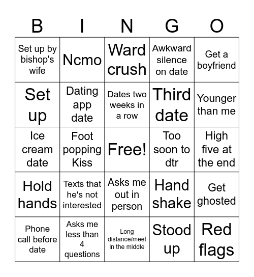Dating Bingo Card