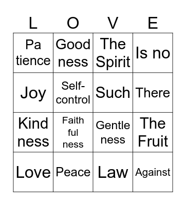 The Fruit of the Spirit Bingo Card