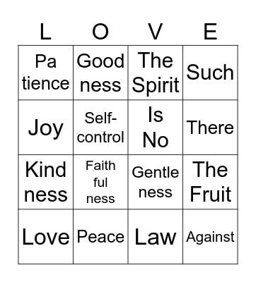 The Fruit of the Spirit Bingo Card
